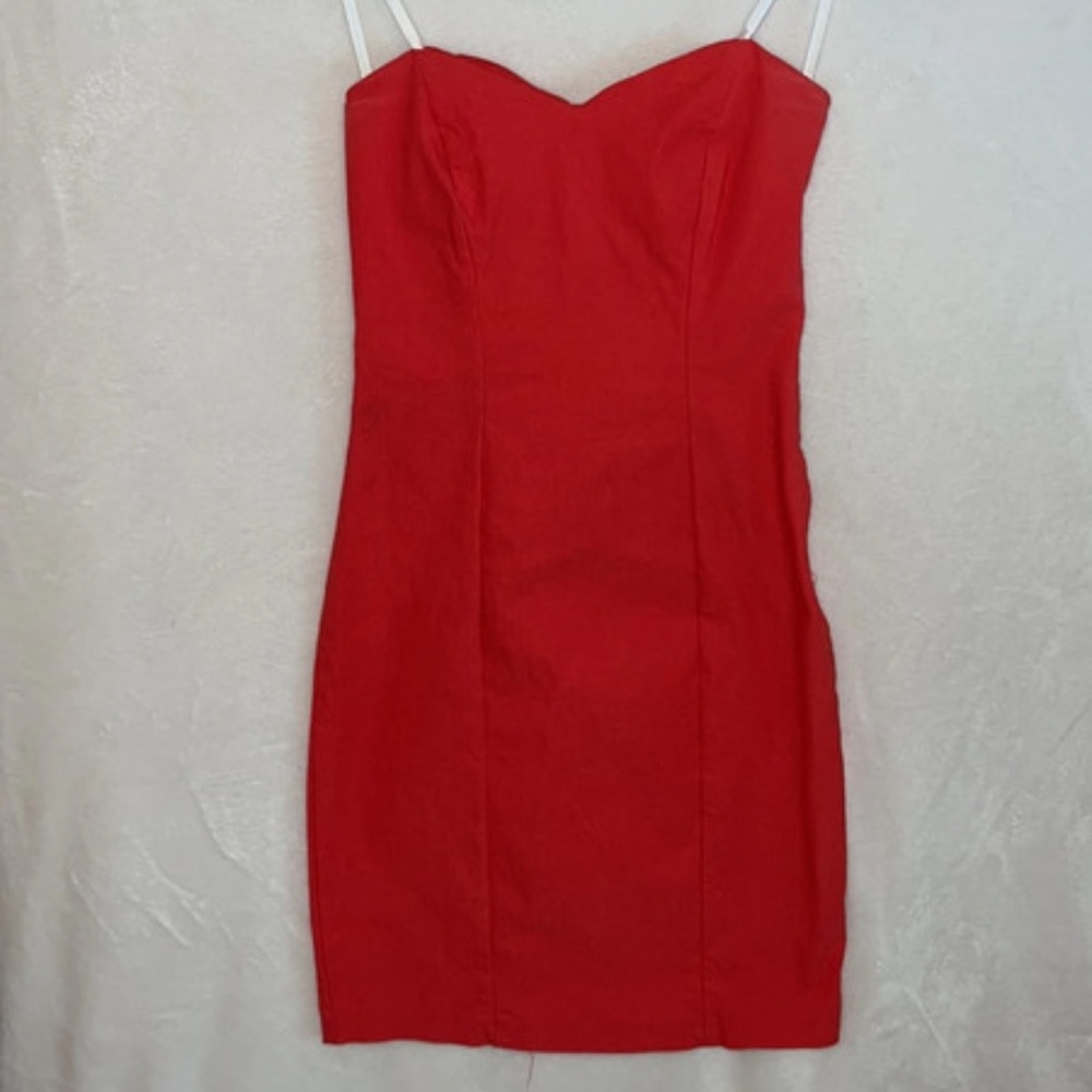 Coral strapless Mini Dress